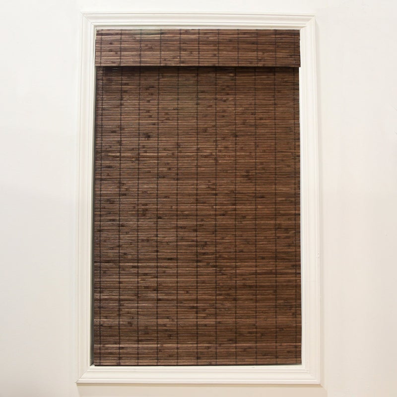 Radiance Cordless Bamboo Roman Shades for Windows - Flatstick Bamboo Blinds for Semi-Private Light Control - Easy to Lift & Fold Up Window Shades - Cocoa - 29 in. W x 64 in. L - (2216304E) - Image 1